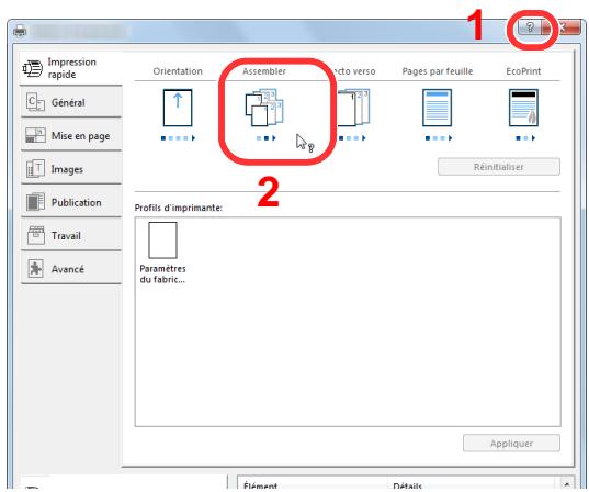 KYOCERA ECOSYS M2735DW - Affichage de l'aide du pilote d'imprimante - 1
