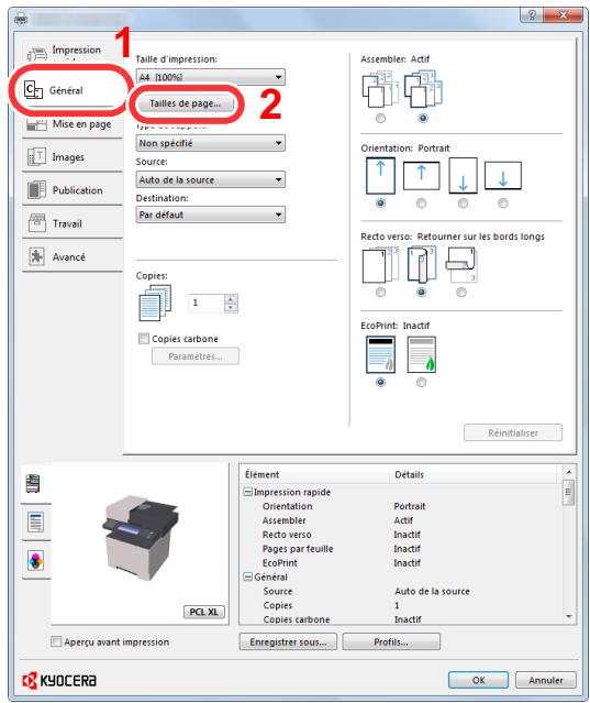KYOCERA ECOSYS M2735DW - Enregistrer le format de papier. - 1