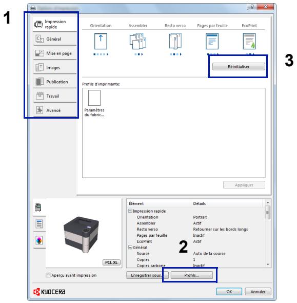 KYOCERA ECOSYS M8124CIDN - Écran des paramètres d'impression du pilote d'imprimante - 1