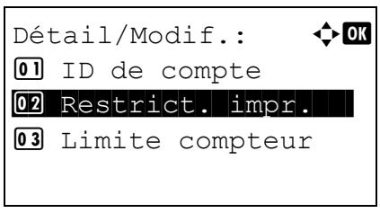 KYOCERA ECOSYS M8124CIDN - Détail/Modif. (Vérification/modification des paramètres d'ID de compte enregistré) - 8