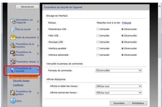KYOCERA ECOSYS M8124CIDN - Modification des paramètres de sécurité - 4
