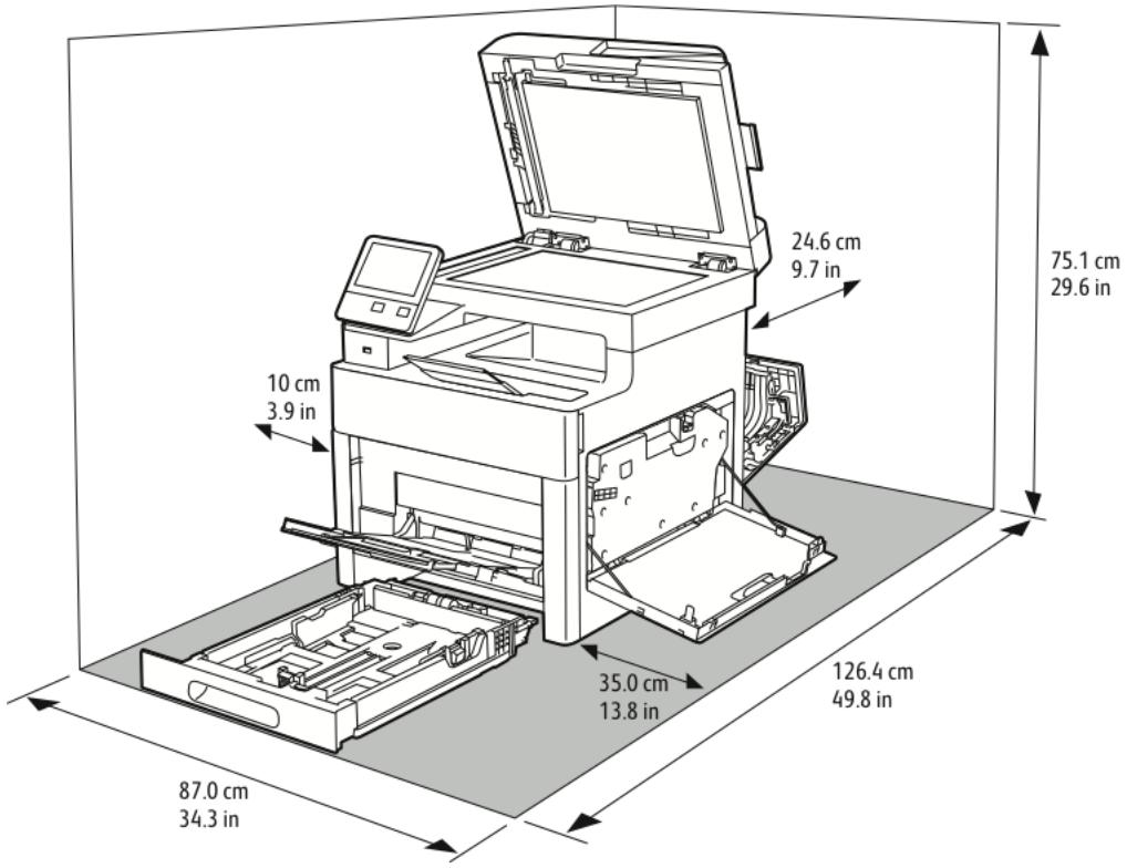 XEROX VERSALINK B400V/DN  -  VERSALINK B405V/DN - Espace de dégagement requis - 1