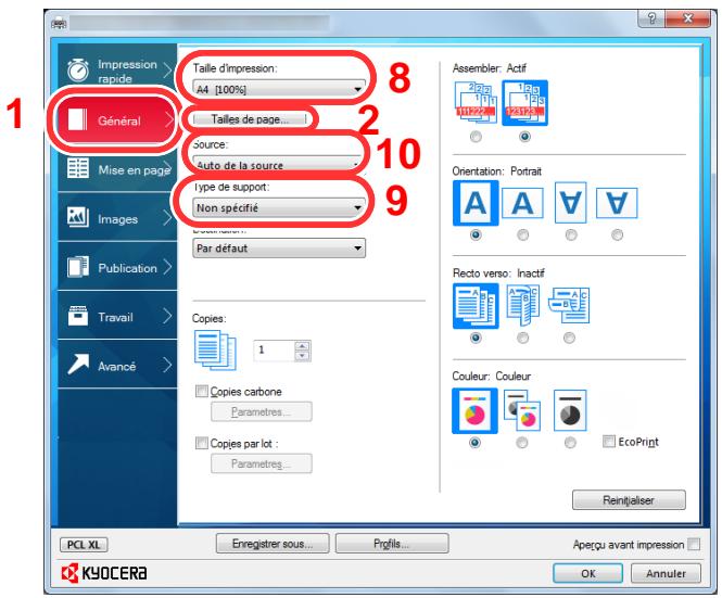 KYOCERA ECOSYS FS-1220MFP - Enregistrer le format de papier. - 1