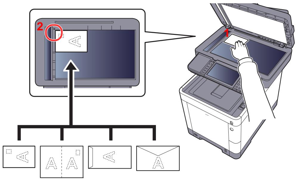 KYOCERA ECOSYS FS-1220MFP - Lors du placement des enveloppes ou cartes sur la glace d'exposition - 1
