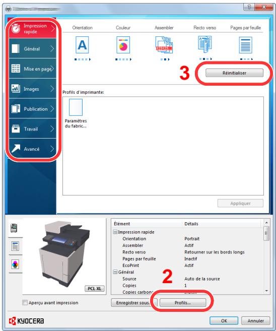 KYOCERA ECOSYS FS-1220MFP - Écran des paramètres d'impression du pilote d'imprimante - 1