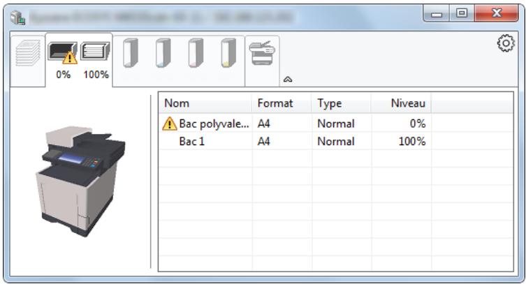 KYOCERA ECOSYS FS-1220MFP - Onglet état bac à papier - 1