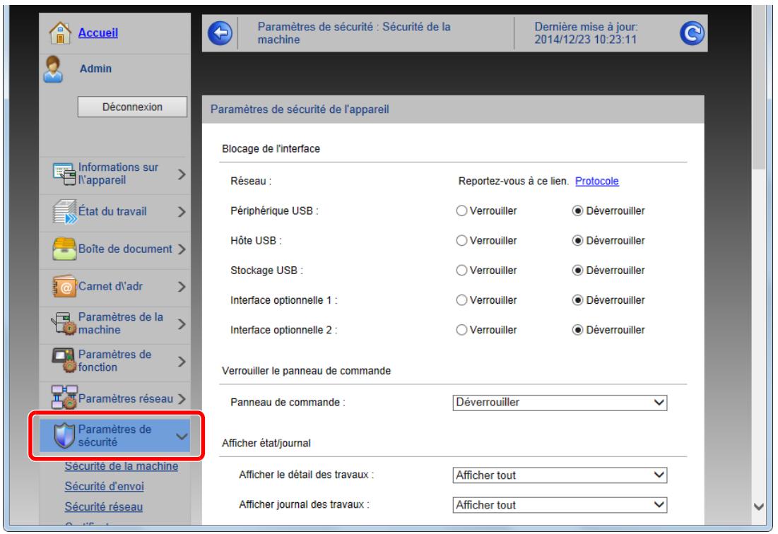 KYOCERA ECOSYS FS-1220MFP - Configurer les paramètres de sécurité. - 1