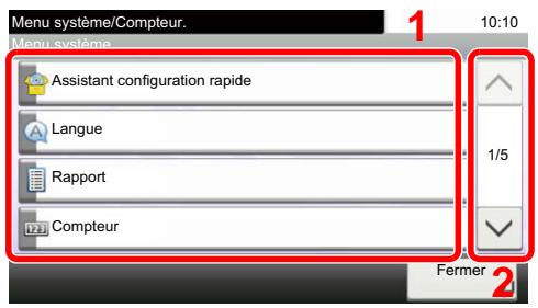 Menu système/Compteur. 10:10 Menu système Assistant configuration rapide Langue Rapport Compteur 1/5 Fermer