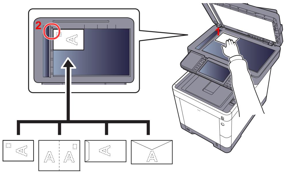 KYOCERA FS-1325MFP - Lors du placement des enveloppes ou cartes sur la glace d'exposition - 1