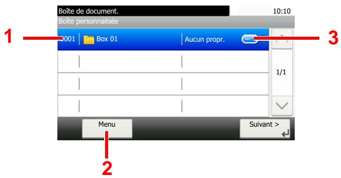 KYOCERA ECOSYS M6235CIDN - Opérations avec la liste des boîtes - 1