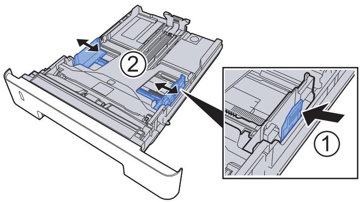 KYOCERA ECOSYS P6021CDN  -  ECOSYS P6130CDN -  ECOSYS P6235CDN - Régler le guide de la longueur du papier jusqu'au format de papier désiré. - 3