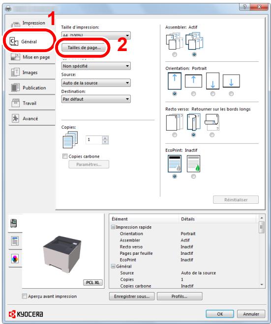 KYOCERA M6635CIDN - Enregistrer le format de papier. - 1