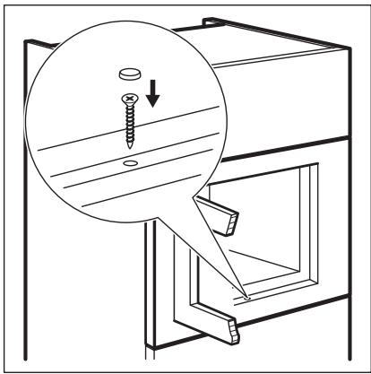 Technical diagram showing a screw installation with an inset magnified view highlighting the screw's detail.