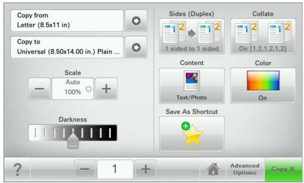 LEXMARK MX710D - MX711D - MX717DE - MX718DE - Exemple d'écran tactile - 1