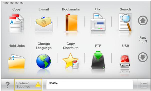 LEXMARK X950DE  -  X952DE -  X954D - Présentation de l'écran d'accueil - 1