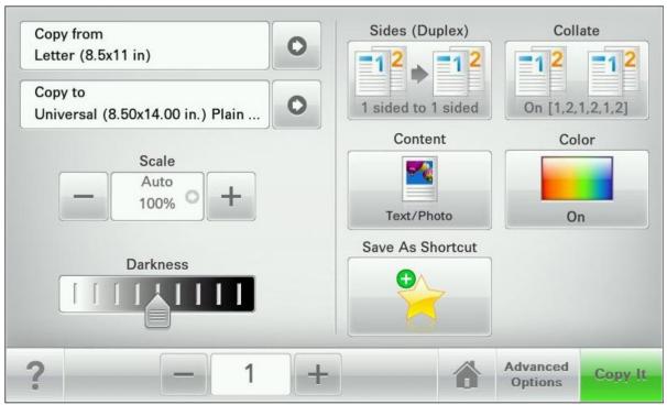 LEXMARK X950DE  -  X952DE -  X954D - Exemple d'écran tactile - 1