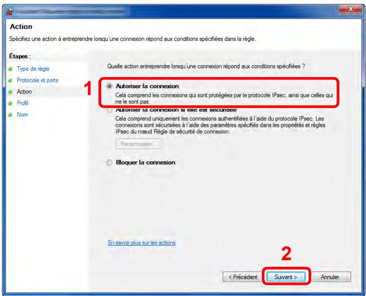 KYOCERA TASKALFA 3511I - Sélectionner [TCP] comme port auquel appliquer la règle. Sélectionner ensuite [Ports locaux spécifiques] et saisir "445" puis cliquer sur [Suivant]. - 2