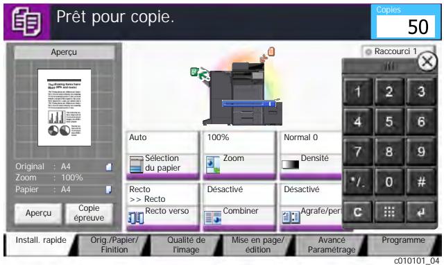 KYOCERA TASKALFA 3511I - Entrer le nombre de copies à l'aide des touches numériques. - 1