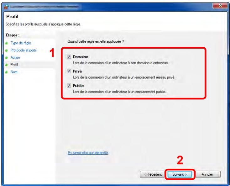 KYOCERA TASKALFA 3511I - Sélectionner [TCP] comme port auquel appliquer la règle. Sélectionner ensuite [Ports locaux spécifiques] et saisir "445" puis cliquer sur [Suivant]. - 3