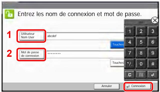 KYOCERA TASKALFA 3511I - Saisir le nom d'utilisateur et le mot de passe pour la connexion. - 1