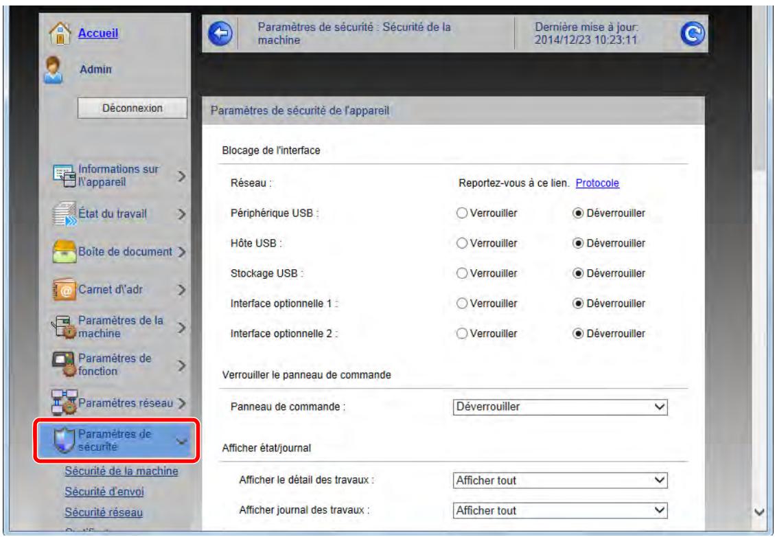 KYOCERA TASKALFA 3511I - Configurer les paramètres de sécurité. - 1