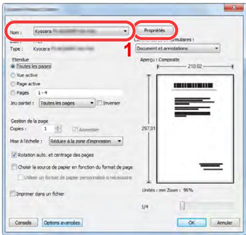 KYOCERA TASKALFA 306CI - Sélectionner le format de papier et le type de papier au format non standard. - 1