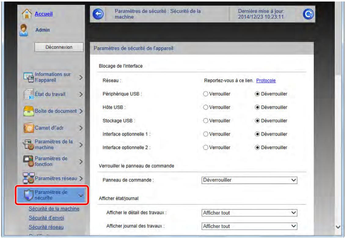 KYOCERA TASKALFA 3252CI - Configurer les paramètres de sécurité. - 1