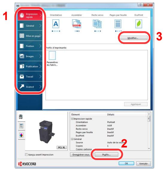 KYOCERA TASKALFA 6002I - Écran des paramètres d'impression du pilote d'imprimante - 1