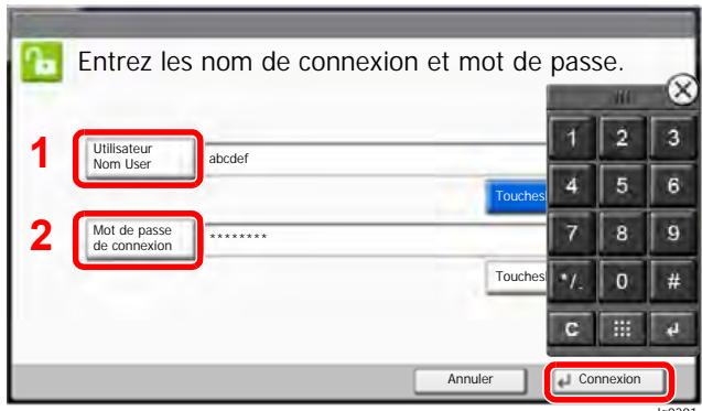 KYOCERA TASKALFA 6002I - Saisir le nom d'utilisateur et le mot de passer pour la connexion. - 1