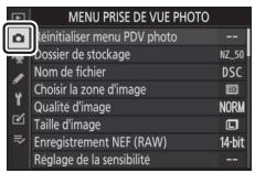NIKON Z 50 - Z50 - Menu prise de vue photo : options de prise de vue - 1