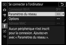 NIKON Z 50 - Z50 - Affichez les paramètres du réseau. - 1