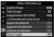 NIKON Z 50 - Z50 - Sélectionnez choisir l'onglet. - 1