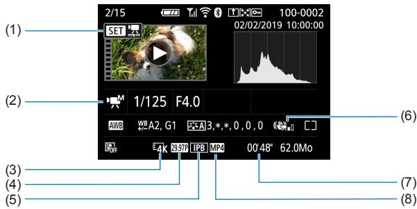 CANON EOS M100 - - Affichage des informations détaillées pour les vidéos - 1