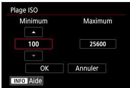 CANON EOS M100 - Plage de sensibilité ISO en cas de réglage manuel - 3