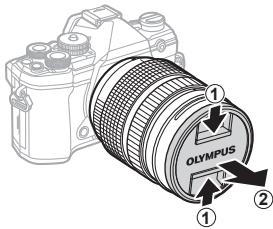 OLYMPUS OM-D E-M1 - Retirez le couvercle avant de l'objectif. - 1