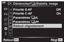 OLYMPUS PEN-F - ■ Réduction du clignotement dans les photographies (Photo antiscintillement) - 1