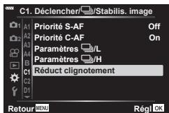OLYMPUS PEN-F - ■ Réduction du clignotement dans Live View (LV anti-scintillement) - 1
