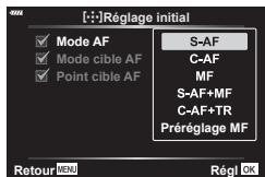 OLYMPUS PEN-F - MENU → ⚙ → A2 → [[·:] Réglage initial] - 3