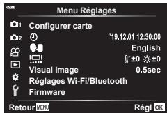 OLYMPUS PEN-F - Utilisation du Menu Réglages - 1