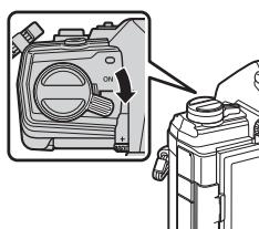 OLYMPUS OM-D E-M1X - Vérifiez que le levier ON/OFF (Activé/Désactivé) est en position OFF (Désactivé). - 1