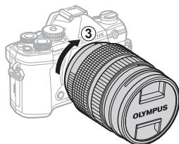 OLYMPUS OM-D E-M1X - Comment fixer un objectif sur l'appareil photo - 5