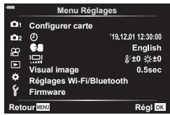 OLYMPUS OM-D E-M1X - Utilisation du Menu Réglages - 1