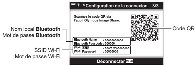 OLYMPUS OM-D E-M1X - Ajustement des réglages pour la connexion à un smartphone - 1