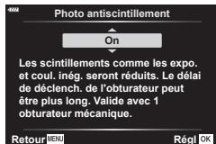 OLYMPUS OM-D E-M1X - ■Réduction du clignotement dans les photographies (Photo antiscintillage) - 3