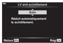 OLYMPUS OM-D E-M1X - Réduction du clignotement dans Live View (LV anti-scintillage) - 3