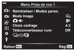OLYMPUS OM-D E-M1X - Utilisation de Menu Prise de vue 1/Menu Prise de vue 2 - 1