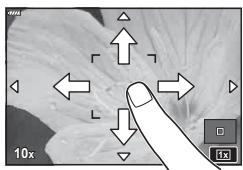 OLYMPUS OM-D E-M1X - Utilisez le curseur pour régler la taille de la cible AF, puis touchez  pour faire un zoom à la position du cadre. - 1