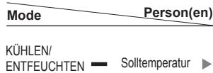 Mode Person(en) KÜHLEN/ ENTFEUCHTEN — Solltemperatur ►