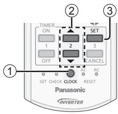 TIMER ON 1 OFF SET 2 3 CANCEL SET CHECK CLOCK RESET Panasonic INVERTER