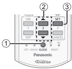 TIMER ON 1 2 3 SET OFF CANCEL SET CHECK CLOCK RESET Panasonic INVERTER